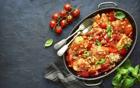 الدجاج الايطالي بالريحان والفاصوليا البيضاء