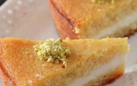 بسبوسة بالكنافة والقشطة