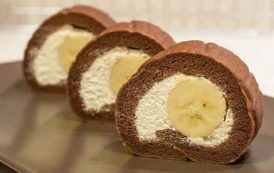 سويسرول الشوكولاته بالكريمة والموز