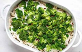 طاجن البروكلي بالدجاج والكريمه