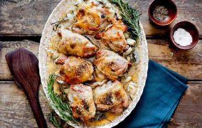 دجاج مشوي بالزعتر والزبدة