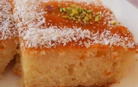 بسبوسة بالقشطة وجوز الهند